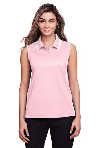 Devon & Jones DG20SW - Ladies CrownLux Performance Plaited Tipped Sleeveless Polo