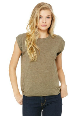 Bella+Canvas 8804 - Ladies Flowy Muscle T-Shirt with Rolled Cuff