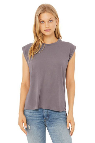 Bella+Canvas 8804 - Ladies Flowy Muscle T-Shirt with Rolled Cuff