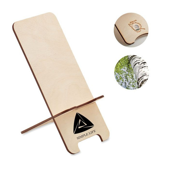 GiftRetail MO6690 - GROUW STAND Eco-Friendly Birch Wood Phone Stand with Pine Seeds