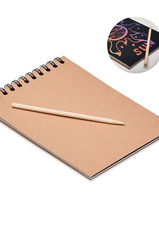 BLACK Eco-Friendly Black Scratch Art Notebook with Pen - GiftRetail MO6699