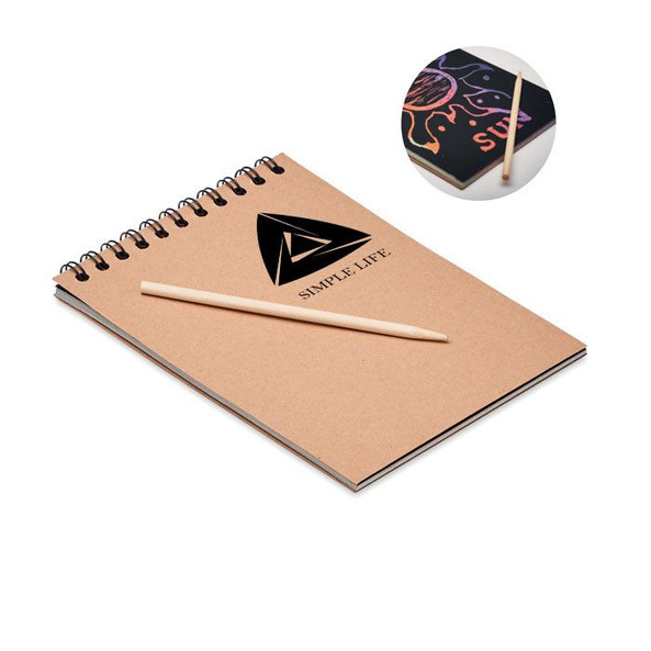 GiftRetail MO6699 - BLACK Eco-Friendly Black Scratch Art Notebook with Pen