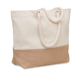 PANTAI Stylish Canvas Beach and Shopping Bag with Jute Detail - GiftRetail MO6720
