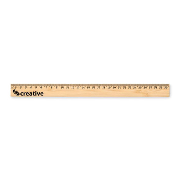 GiftRetail MO6725 - BARIS Eco-Friendly 30 cm Bamboo Ruler with Dual Measurements