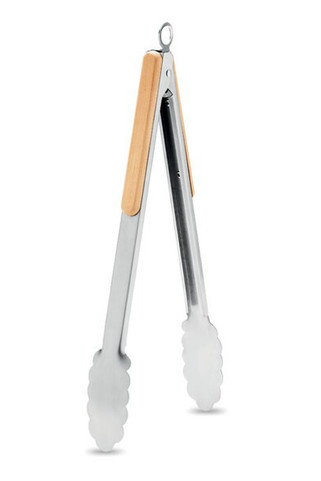 INIQ Premium Stainless Steel BBQ Tongs with Bamboo Grips - GiftRetail MO6728