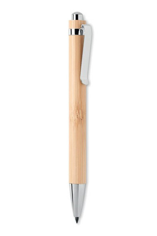 SUMLESS Eco-Friendly Bamboo Inkless Pen with Chrome Accents - GiftRetail MO6729