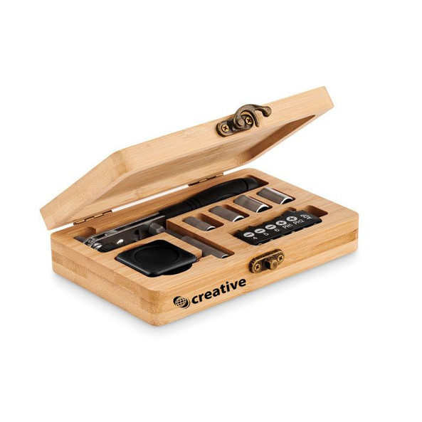 GiftRetail MO6757 - FUROBAM Eco-Friendly 13-Piece Bamboo Tool Set with Case