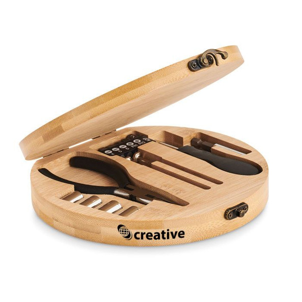 GiftRetail MO6758 - BARTLETT Premium 15-Piece Bamboo Tool Set with Case