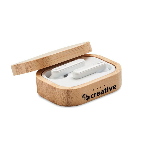 GiftRetail MO6780 - JAZZ BAMBOO TWS Eco-Friendly Bamboo TWS Earbuds with Charging Case