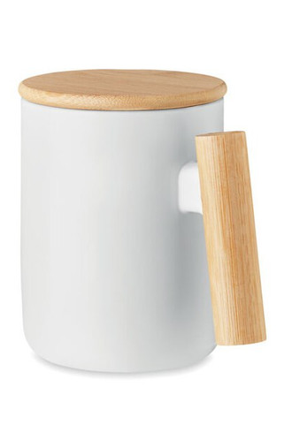 MAJEST Elegant Porcelain Mug with Bamboo Lid and Handle - GiftRetail MO6781