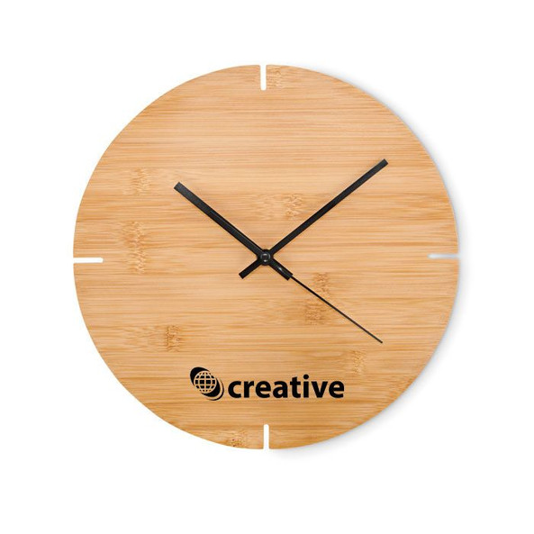 GiftRetail MO6792 - ESFERE Eco-Friendly Bamboo Round Wall Clock 30cm