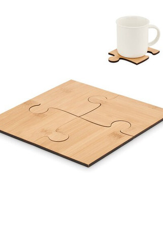 LEPY Eco-Friendly Bamboo Puzzle Coaster Set of 4 - GiftRetail MO6796