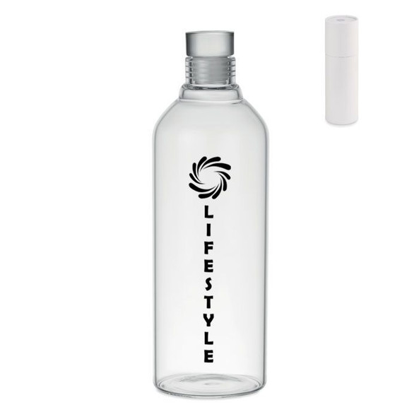 GiftRetail MO6802 - LARGE LOU Premium 1L Borosilicate Glass Bottle with Stopper
