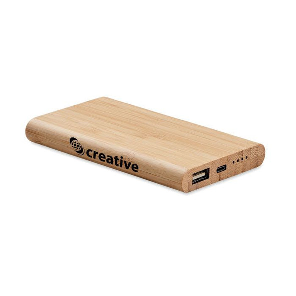 GiftRetail MO6814 - ARENAPOWER C Eco-Friendly 4000 mAh Bamboo Power Bank with Type-C
