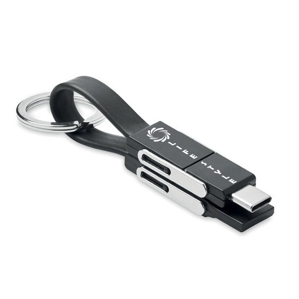 GiftRetail MO6820 - KEY C Multi-Function Key Ring with 4-in-1 Charging Cable