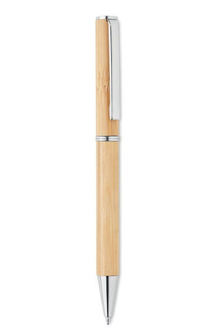 NAIRA Eco-Friendly Bamboo Twist Ball Pen with Metal Accents - GiftRetail MO6821