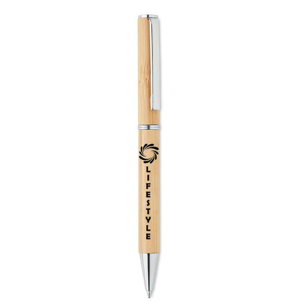GiftRetail MO6821 - NAIRA Eco-Friendly Bamboo Twist Ball Pen with Metal Accents
