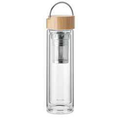 GiftRetail MO6854 - BATAMI Eco-Friendly Double Wall Glass Bottle with Tea Infuser