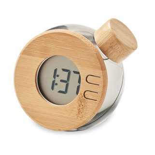 DROPPY LUX Eco-Friendly Bamboo LCD Clock Powered by Water - GiftRetail MO6865