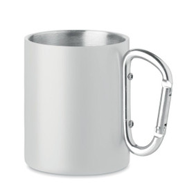 GiftRetail MO6873 - TRUMBA 300ml Stainless Steel Mug with Carabiner Handle