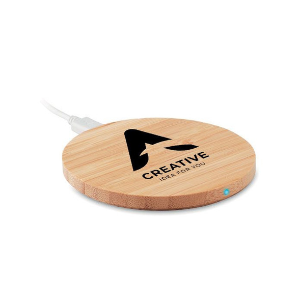 GiftRetail MO6924 - RUNDO LUX Eco-Friendly Bamboo 15W Wireless Fast Charger