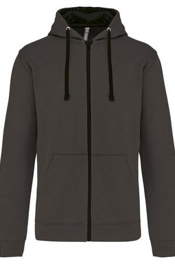 Kariban K466 - Sweatshirt mit Reißverschluss und Kapuze in Kontrastfarbe