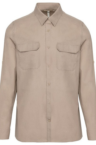 Kariban K590 - Herren Safarihemd aus Baumwolle mit Rollärmeln