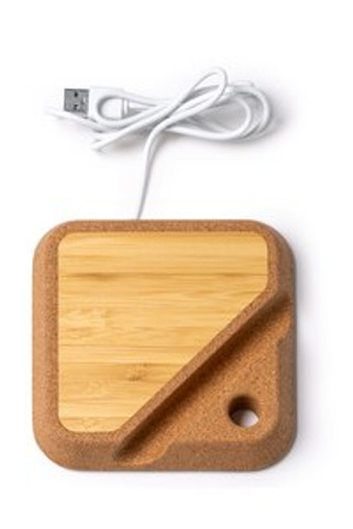 BRIAN: Bamboo & Cork Wireless Charger - EgotierPro CR1092