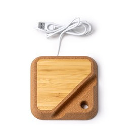 BRIAN: Bamboo & Cork Wireless Charger - EgotierPro CR1092