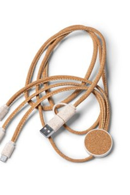 METRIK 5-in-1 Charger Cable w/Cork & Wheat - EgotierPro CR1094