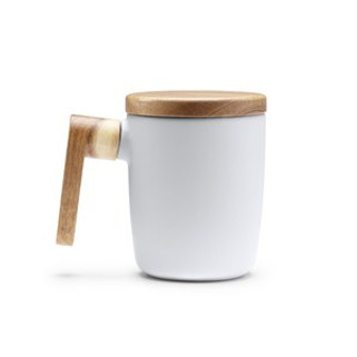 LOVET Matte Ceramic Mug w/Bamboo Lid/Handle - EgotierPro TZ1130