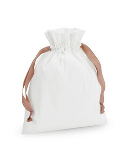 Westford mill W121 - Brushed Cotton Gift Bag with Ribbon Drawstring