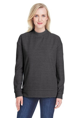 J. America JA8428 - Ladies Weekend French Terry Mock Neck Crew