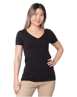 Bayside 5875 - Ladies Fine Jersey V-Neck T-Shirt