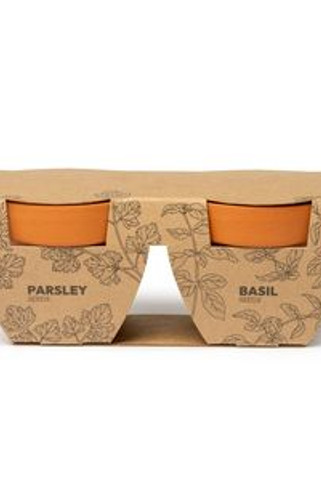 TULSY Set van twee bloempotten met peterselie en basilicumzaadjes - EgotierPro MC1037