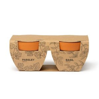 TULSY Set of two flower pots with parsley and  basil seeds - EgotierPro MC1037