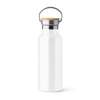 TISET 304 stainless steel double wall bottle with bamboo lid - EgotierPro BI4201
