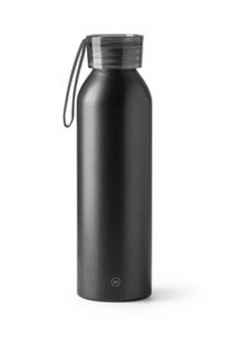 LEWIK Recycled aluminium bottle with cap and matching carrying strap - EgotierPro BI4212