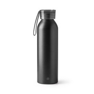 LEWIK Recycled aluminium bottle with cap and matching carrying strap - EgotierPro BI4212