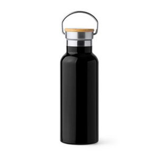 TISET 304 stainless steel double wall bottle with bamboo lid - EgotierPro BI4201
