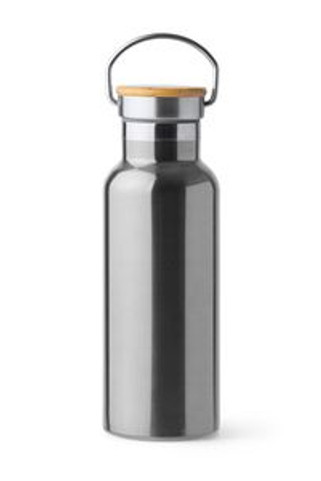 TISET 304 stainless steel double wall bottle with bamboo lid - EgotierPro BI4201