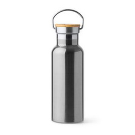 TISET 304 stainless steel double wall bottle with bamboo lid - EgotierPro BI4201