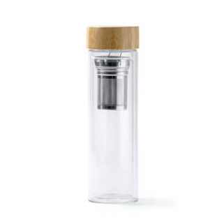 Stamina BI4203 - SAOKO Double-walled borosilicate glass bottle with bamboo lid