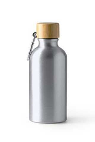 GELDA Aluminium bottle with carabiner and bamboo lid - EgotierPro BI4204