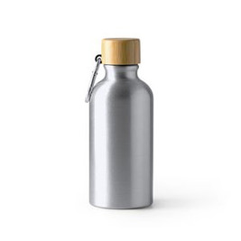 GELDA Aluminium bottle with carabiner and bamboo lid - EgotierPro BI4204