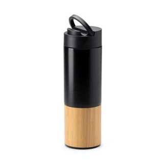 COIBA Thermal 304 stainless steel double wall bottle with bamboo detail - EgotierPro BI4211