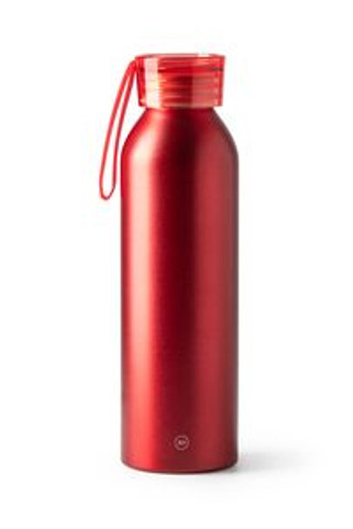 LEWIK Recycled aluminium bottle with cap and matching carrying strap - EgotierPro BI4212