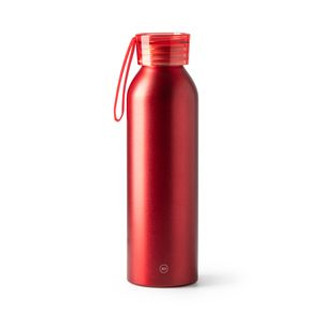 LEWIK Recycled aluminium bottle with cap and matching carrying strap - EgotierPro BI4212