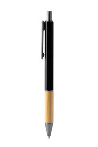 PENTA Metal ball pen in matt finish with bamboo grip and dark colour details - EgotierPro BL7982