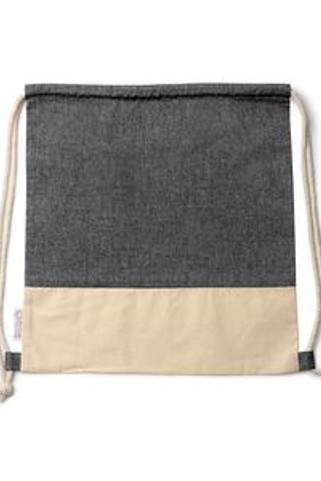 LUANDA Drawstring bag made of recycled cotton in a heather finish design and 120 gsm natural cotton - EgotierPro MO7091